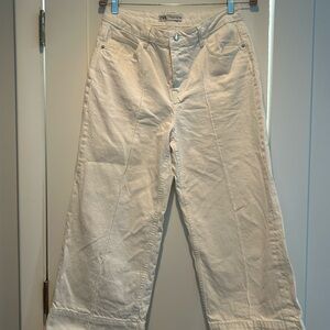 Zara Cream Wide Leg Jeans